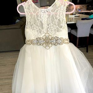Flower girl dress, size 3T, ivory